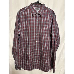 Eddie Bauer Wrinkle Free Classic Fit Shirt XLT Red Plaid Button Down Mens